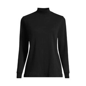 Lands’ End Black Mock Neck Long Sleeve Top Relaxed Fit - Size S